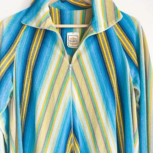 Vintage Bard's Terry Cloth Textured Chevron Print Short Dress M - Picture 6 of 8